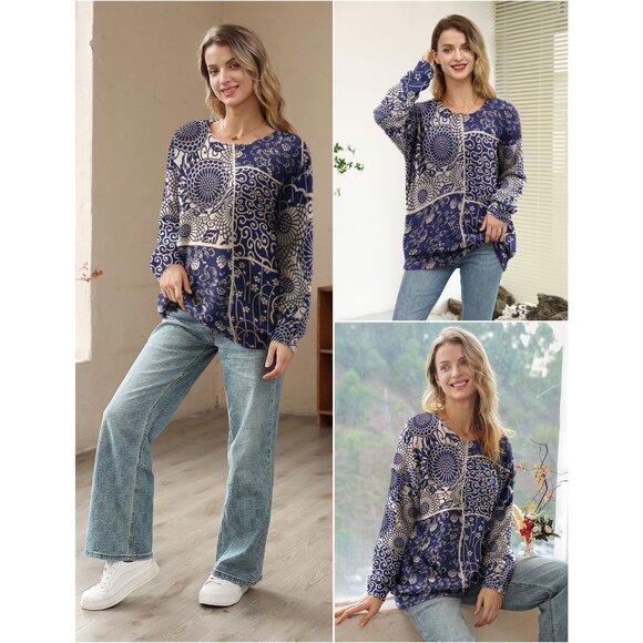 Women Christmas Sweater Graphic Print Oversized Pullover Picture 153 Loose Top - Picture 4 of 4